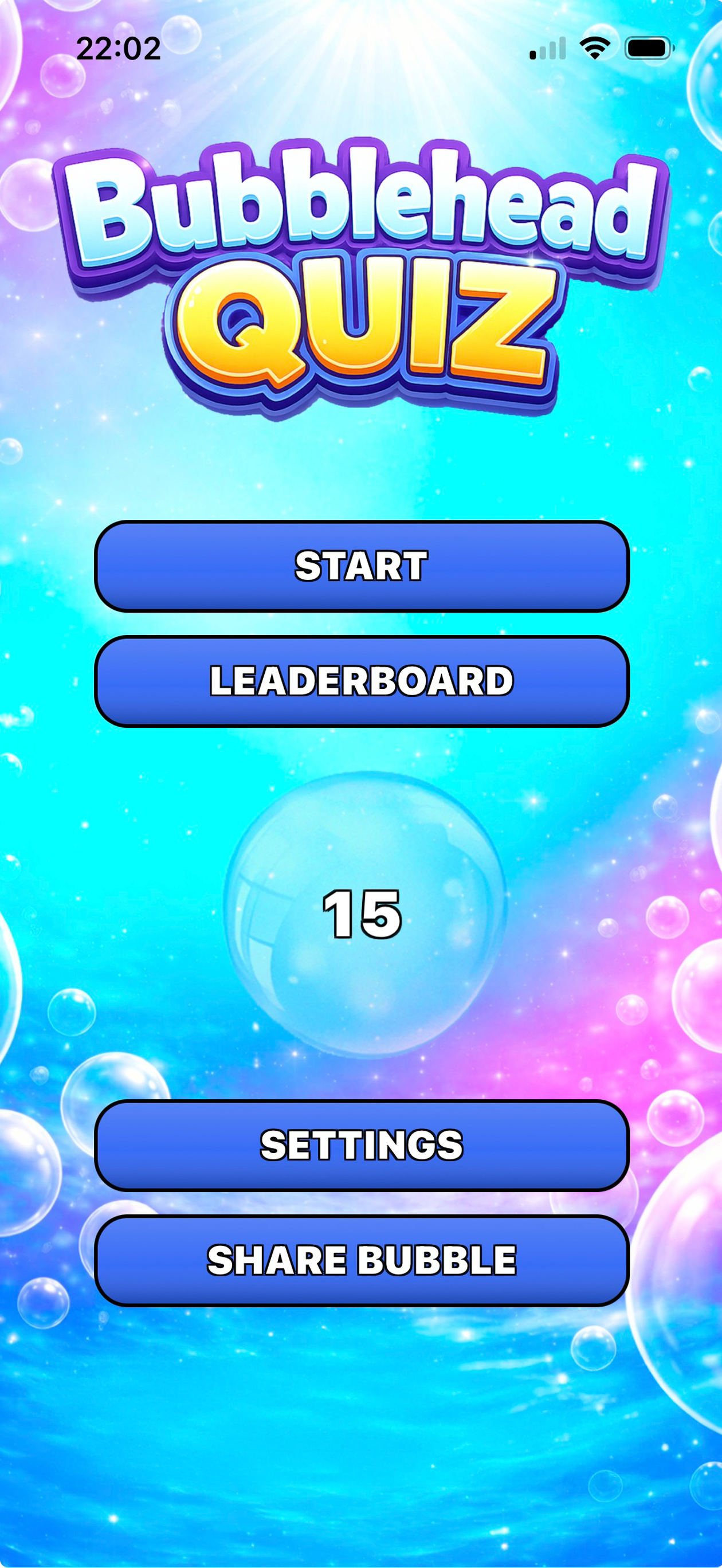 Bubblehead home screen